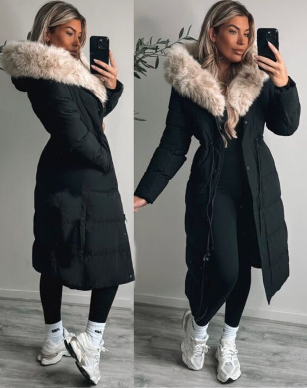 Dam Vinterjacka modell Carol i Svart, beige pels