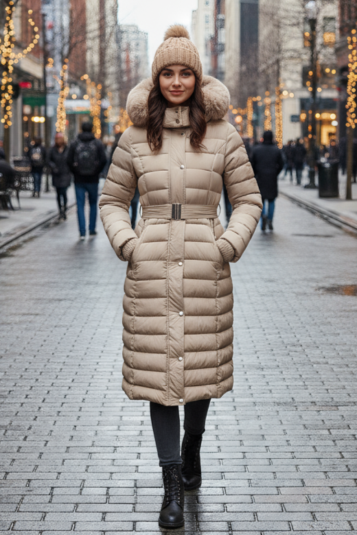 Dam vinterjacka modell Julia i ljusbeige