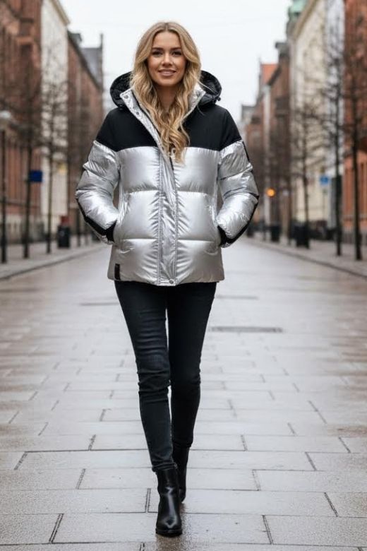 Dame dyne jakke Navahoo Sarafina i Sølv