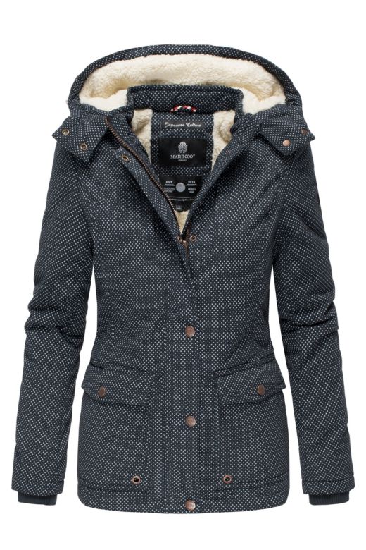 Dame Bomulds jakke Keikoo - Navy Dot