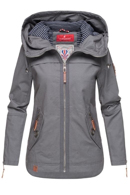 Dame Overgangsjakke i bomuld Wekoo - Mørk Grå Anthrazit