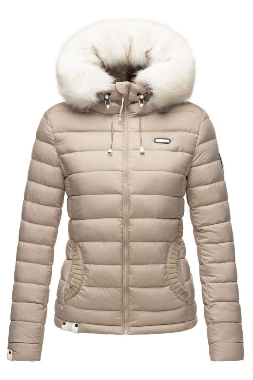 Dam Vinterjacka med vit päls Nasrin Taupe Beige