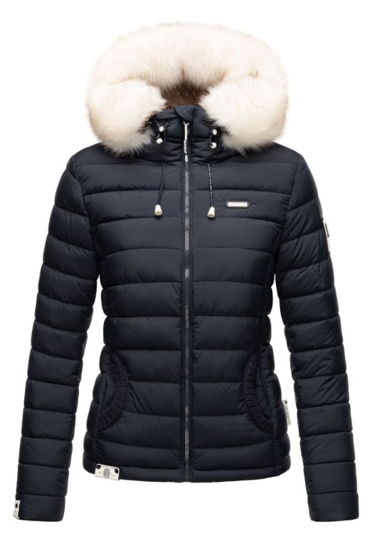 Dam Vinterjacka med vit päls Nasrin Marinblå