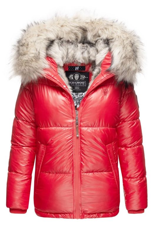 Dam vinterjacka med stor päls Navahoo Tikuna i Röd