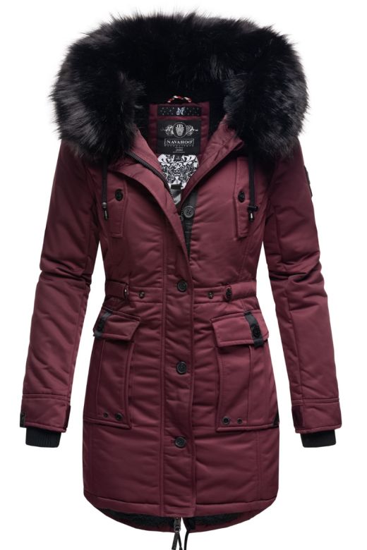 Dame Vinterjakke med pels Luluna Prinsess - Wine