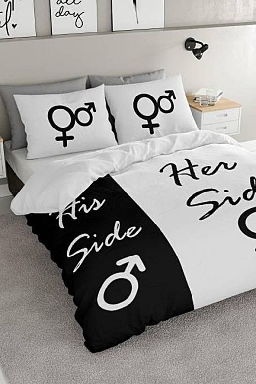 Hans sida Hennes sidobäddset i bomull - King Size