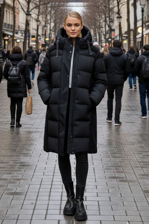 Härlig lång vinterjacka från NAVAHOO - Teddy i svart