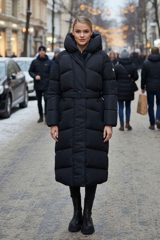 Härlig lång vinterjacka från NAVAHOO - Isblik i svart