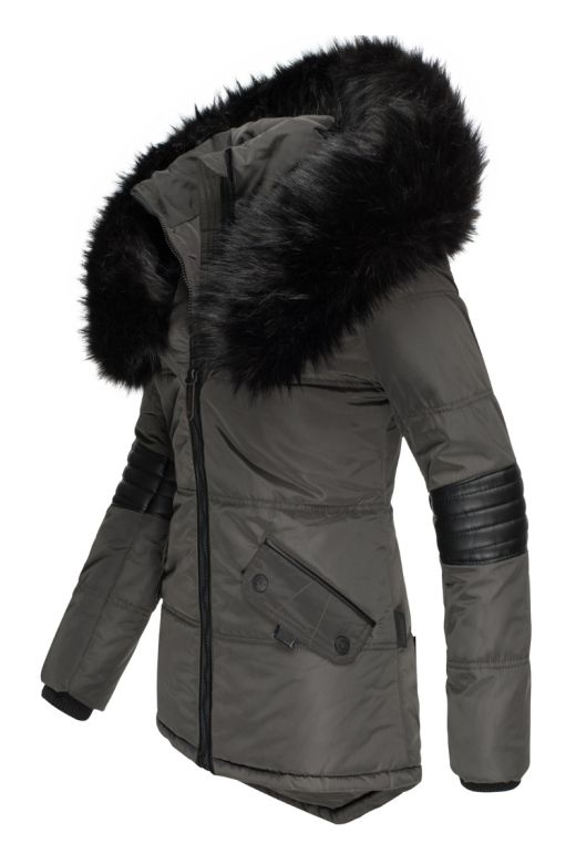 Dame vinterjakke med pels - Nirvana Anthracte