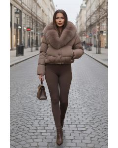 Kort dam vinterjacka Elena i Beige