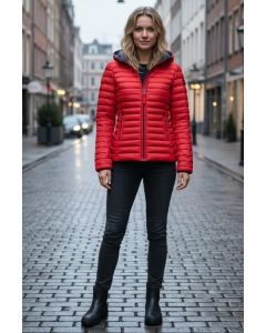 Dame dynejakke med hætte Marikoo Asraa - Rød