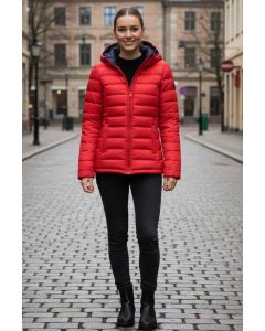 Dame dynejakke med hætte Lucy - Rød