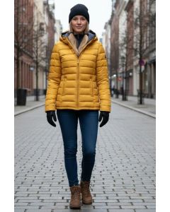 Dame dynejakke med hætte Lucy - Gul