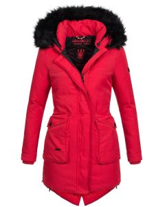 Dame vinterjakke med pels Franch Rød