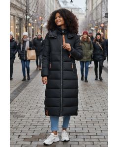 Härlig lång vinterjacka från NAVAHOO - Crystal Flower i svart