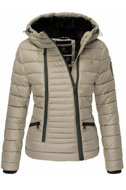 Kort foret dyne jakke Tabea - Taupe