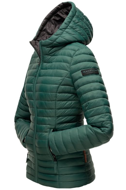 Dame dynejakke med hætte Marikoo Asraa - Mørk Grøn