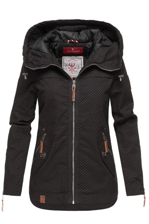 Dame Overgangsjakke i bomuld Wekoo - Sort Dot