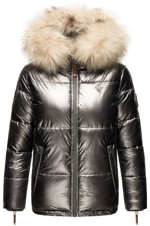 Dam vinterjacka med stor päls Navahoo Tikuna i Anthracite