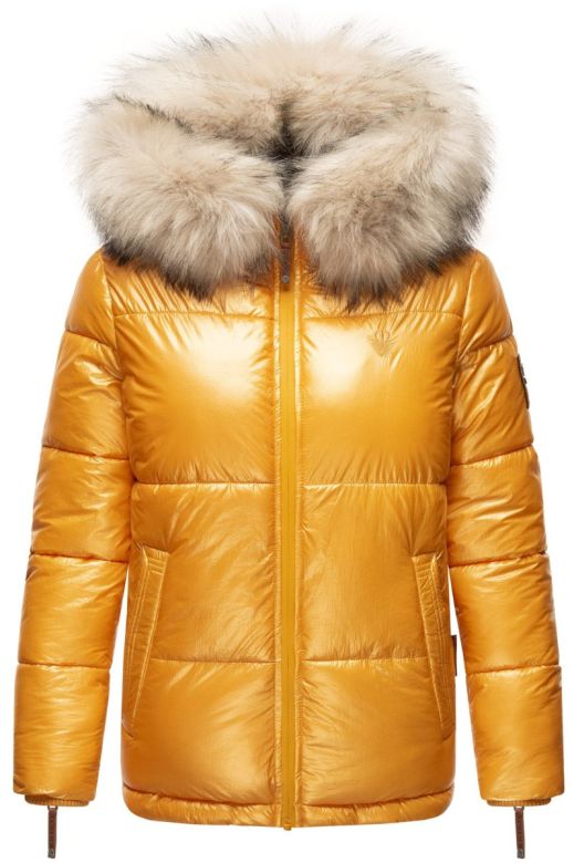 Dam vinterjacka med stor päls Navahoo Tikuna i Gul