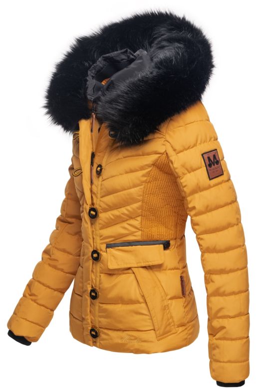 Kort Dame Vinterjakke med pels Yuna - Gul