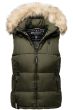 Dam Dunväst med päls Sneflug Olivgrön