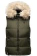 Dam Dunväst med päls Sneflug Olivgrön