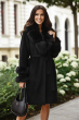 Damkappa modell Christal med päls i svart