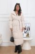 Dam Vinterjacka lång ljus Oversized med luva i Creme