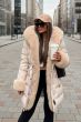 Dam pälsjacka med stor päls Firenze - Beige