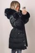Dam pälsjacka med stor päls Firenze - Svart