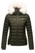 Dam Vinterjacka med vit päls Nasrin Olivgrön