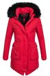 Dame vinterjakke med pels Franch Rød