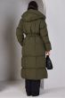 Dam Vinterjacka lång ljus Oversized med luva i Olive