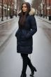 Dam Vinterjacka med päls modell Madrid i marinblått